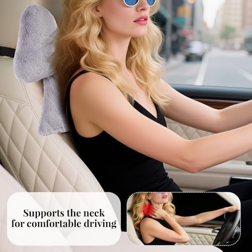 Bow Car Headrest Pillows Plush Car Neck Pillows - Image 6