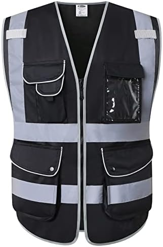 JKSafety Safety Vest for Men Women Reflective Hi Vis JK150 Black 5XL by JKSafety