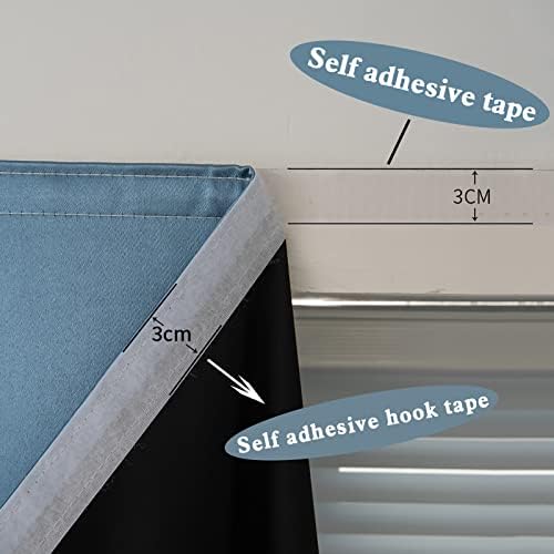 AJAZZ 100% Blackout Self Adhesive Curtains Small Window Short Temporary Black - Image 4
