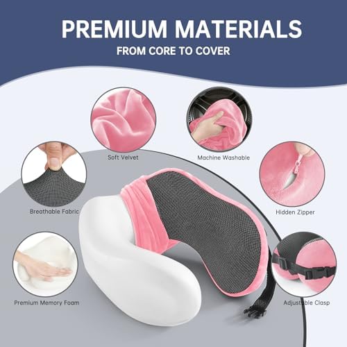 Neck Pillow Travel Pillow Memory Foam Adjustable Clasp - Image 3