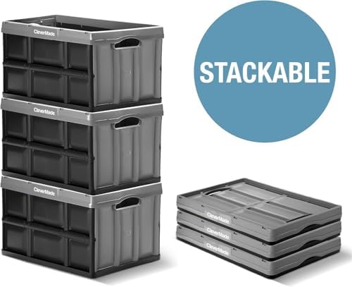CleverMade Collapsible Storage Bins, 62L 3 Pack, 100 lb Stackable - Image 6