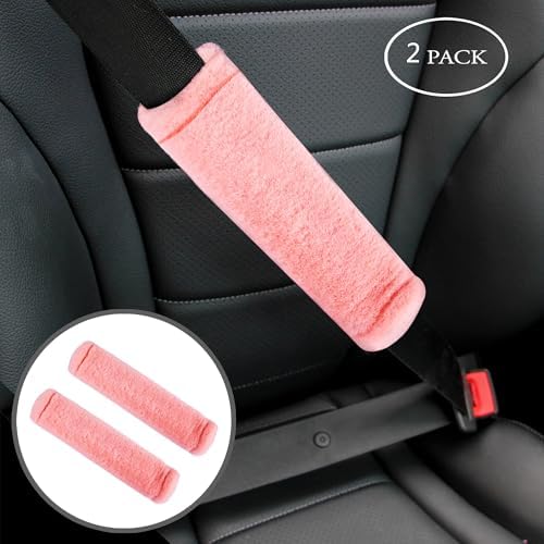 Amooca 2-Pack Soft Furry Universal Seatbelt Cover Car Shoulder Pad - Image 4