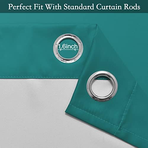 SimpleHome Ombre Teal to Grey White Curtains - Image 4