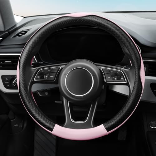 YHONGJT Soft Premium Leather Steering Wheel Cover, Breathable, Non-Slip Grip - Image 2