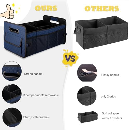 Car Trunk Organizer for SUV, Collapsible Car Storage Organizer Dark Blue - Image 2