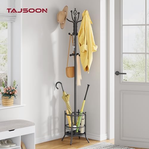 Tajsoon Coat Tree with Umbrella Stand, Coat Rack With 16 Hooks - Image 2