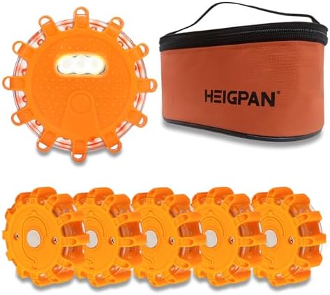 HEIGPAN GP906 LED Road Flares Safety Flashing Warning Lights Kit, Magnetic Base by HEIGPAN