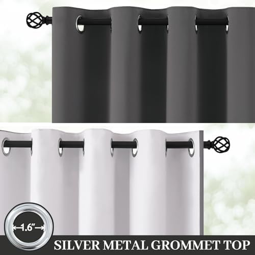 Yakamok Charcoal Grey 100% Blackout Curtains 63 Inches Long 50" Wide 2 Panel - Image 2