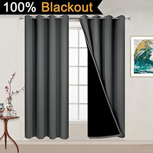 Yakamok Dark Grey 100% Blackout Curtains 54 Inches Long 52" Wide 2 Panels - Image 2