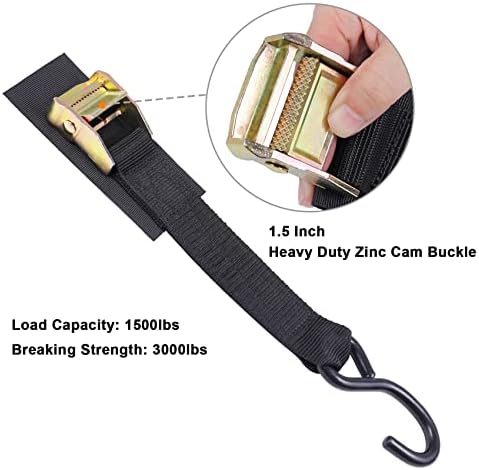 Ayaport Cam Buckle Tie Down Straps 8 feet, 4 Pack - Image 3