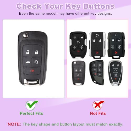 PIFOOG Key Fob Cover Fit for Chevy 5 Button Malibu Equinox Camaro Trax - Image 2