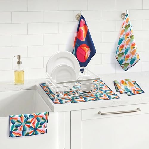 Ritz 6-Piece Flowers & Birds Microfiber Dish Cloth Set – Mid-Century Modern - Image 4