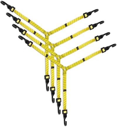 Lucky Straps 4 Pack 3 Way Flat Adjustable Bungee Cords by LuckyStraps