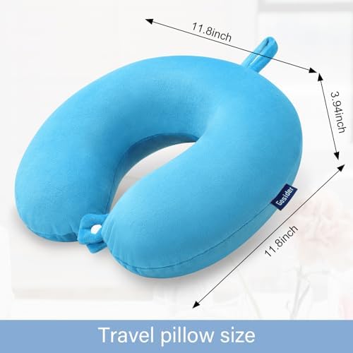 Travel Neck Pillow U-Shaped Memory Foam Airplane Pillow Lake Blue - Image 3