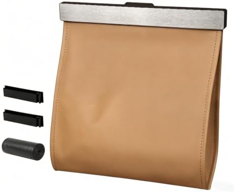 Leather Car Trash Can with Smart LED Light & Magnetic Closure by Cozilo