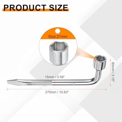 HARFINGTON Car Spare Tire Lug Wrench 21mm Carbon Steel l Type Slotted End - Image 2