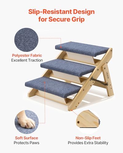 VEVOR Wood Pet Stairs, 3-Step Dog Stairs - Image 4