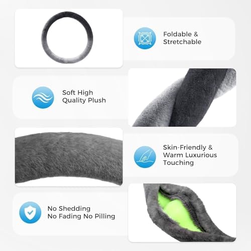 Coverado Winter Fluffy Steering Wheel Cover, Upgraded Anti-Slip Fuzzy Furry Car - Image 4