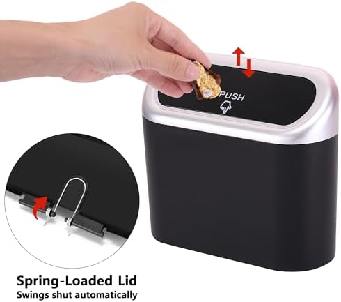 Ginsco Mini Car Trash Can with Lid, Small Car Garbage Can, Cute Leakproof ABS - Image 6