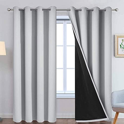 Yakamok Light Grey 100% Blackout Curtains 96 Inches Long 52" Wide 2 Panel by Yakamok