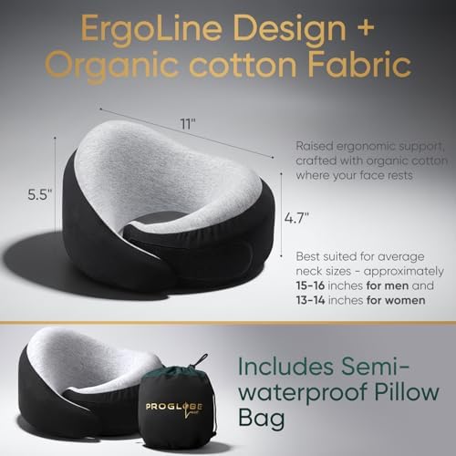 Proglobe Luxe Airplane Neck Pillow, Memory Foam, Organic Cotton - Image 5