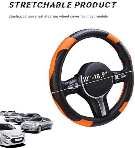 povtii Car Steering Wheel Cover, 15 Inch Leather Breathable Auto Steering Wheel - Image 2