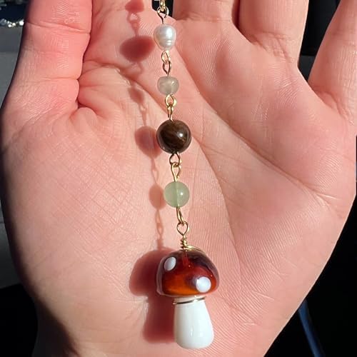 Car Rear View Mirror Accessories Witchy Car Hanging Ornament, Mushroom Rearview - Image 3