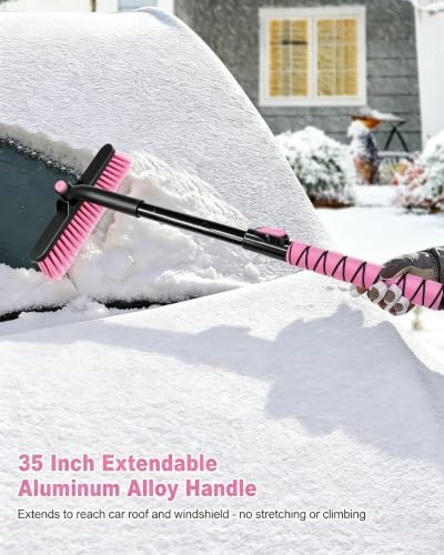 Pink 35" Snow Brush and Ice Scraper - Image 2