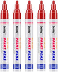 Red Paint Markers, 5 Pack Oil-Based Waterproof Quick Dry Permanent Paint Pen Set by Craiiby