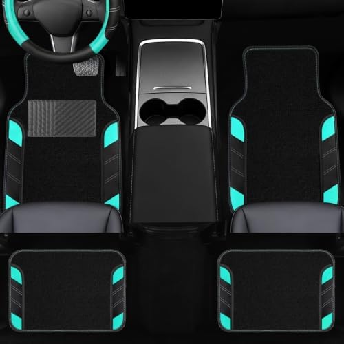 NBTEPEM 10 Pcs Car Floor Mats Full Set & Sport Leather Steering Wheel Cover - Image 3