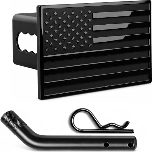 Black American Flag Metal Trailer Hitch Cover by AutoAccessores