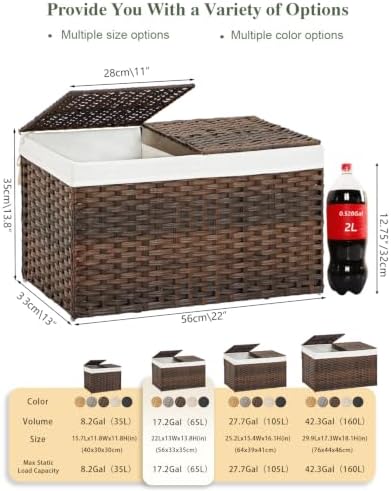 SETVSON Storage Basket with Lid, 2-Lid PE Rattan Storage Bin - Image 2