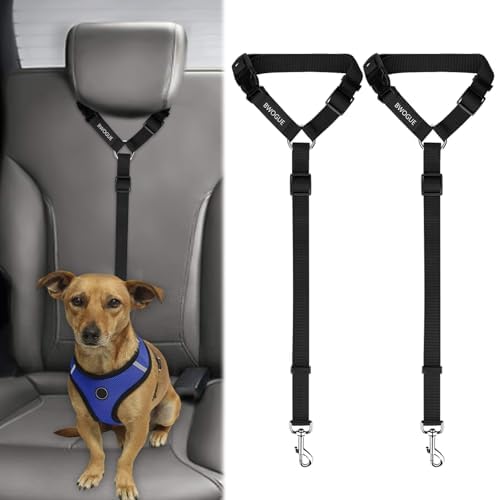 BWOGUE 2 Pack Dog Seat Belt for Car, Headrest Restraint Safety Leads by BWOGUEPetHome