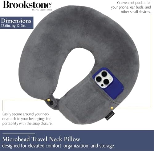 Brookstone Microbead Neck Pillow Soft Travel Pillow - Image 2