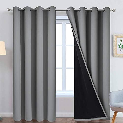 Yakamok Grey 100% Blackout Curtain Panels 84 inches, 2 Panels by Yakamok