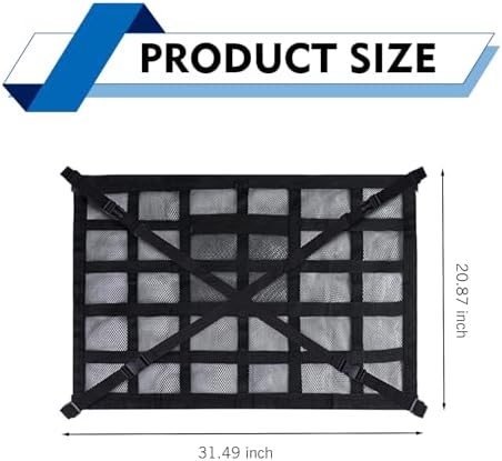 WZP Car Ceiling Cargo Net, 31.5" x 20.9" Double-Layer Mesh Car Roof Storage - Image 2
