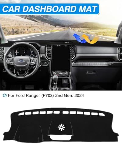 CARTIST Black Dash Cover for Ford Ranger 2024 2025 2026 Dashboard Cover Mat - Image 2