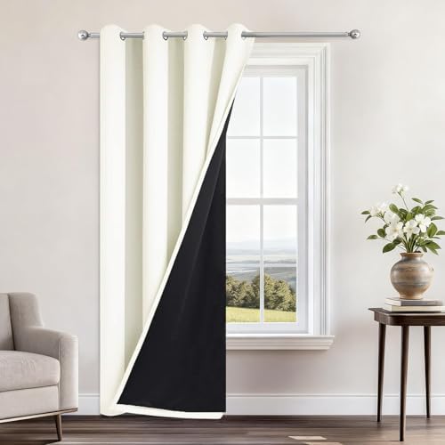 Yakamok Cream Blackout Curtains 96 Inches Long by Yakamok