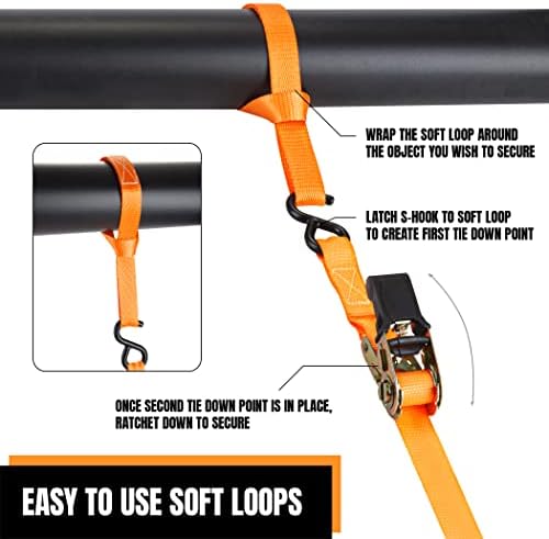 CARTMAN 4-Pack 1" x 15 ft Ratchet Tie-Down Straps - Image 5