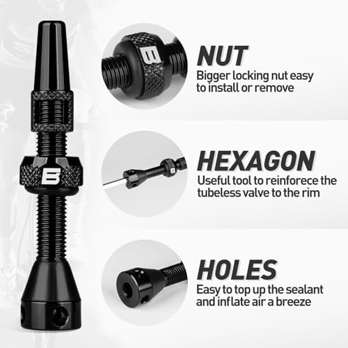 BWSHLF Tubeless Presta Valve Stem 40/44/55/60/65/70/80/100 mm, Super Light - Image 2