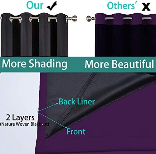 Yakamok Purple 100% Blackout Patio Door Curtain Panels W100 x L96, 1 Panel - Image 5