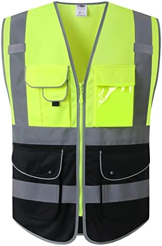 JKSafety Safety Vest for Men Women Reflective Hi Vis JK150 YBlack M by JKSafety