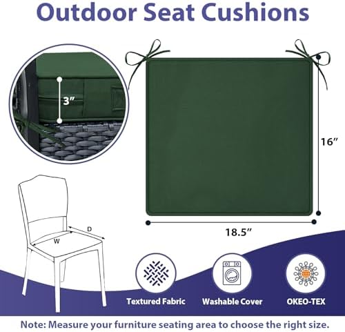IPYNBAP Outdoor Chair Cushions Set of 4 -Waterproof Outdoor Seat Cushions - Image 6