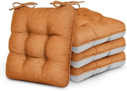 Love's cabin Memory Foam Chair Cushions Set of 4, 19 Inch, Terracotta by Lovescabin