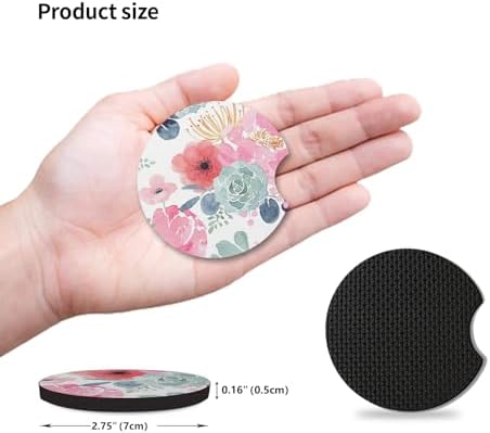 Watercolor Floral Car Coaster for Cup Holders, Car Accessories for Women - Image 4