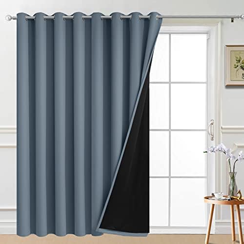 Yakamok Stone Blue Blackout Patio Door Curtain Panels W100 x L96, 1 Panel by Yakamok