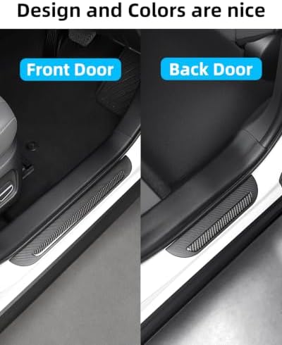 4PCS Car Door Sill Protector, Genuine Carbon Fiber + PC Car Door Protector Edge - Image 5