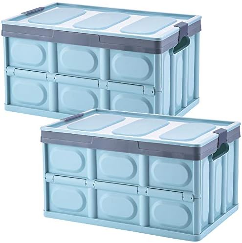 Lidded Storage Bins 2 Pack 30L Collapsible Storage Box Crates Plastic Tote by jocabo