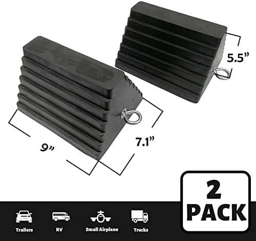 ROBLOCK 2 Pack Wheel Chocks Rubber Heavy Duty Black - Image 2