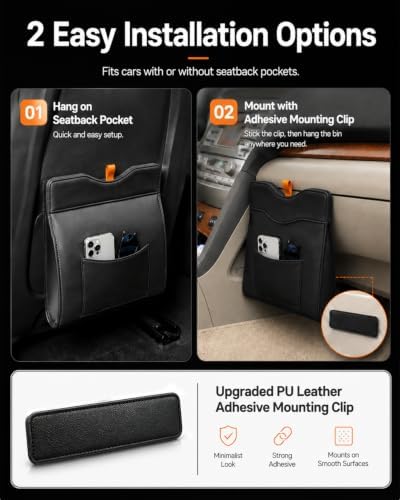 Leather Car Trash Can, LeakProof Waterproof Car Garbage Can - Image 5